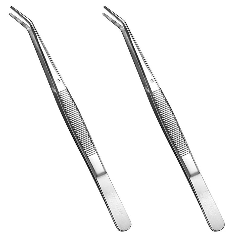 Stainless Steel Tweezers, Curved Serrated Tip Multipurpose Sewing Machine Tweezers