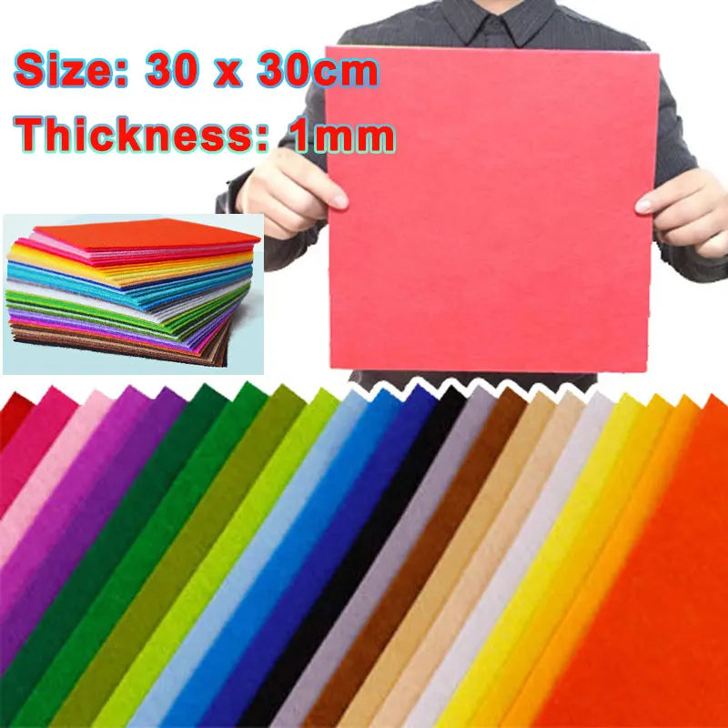 10-40Pcs Felt Fabric Sheets Assorted Colors Non-Woven 1mm Thick Square