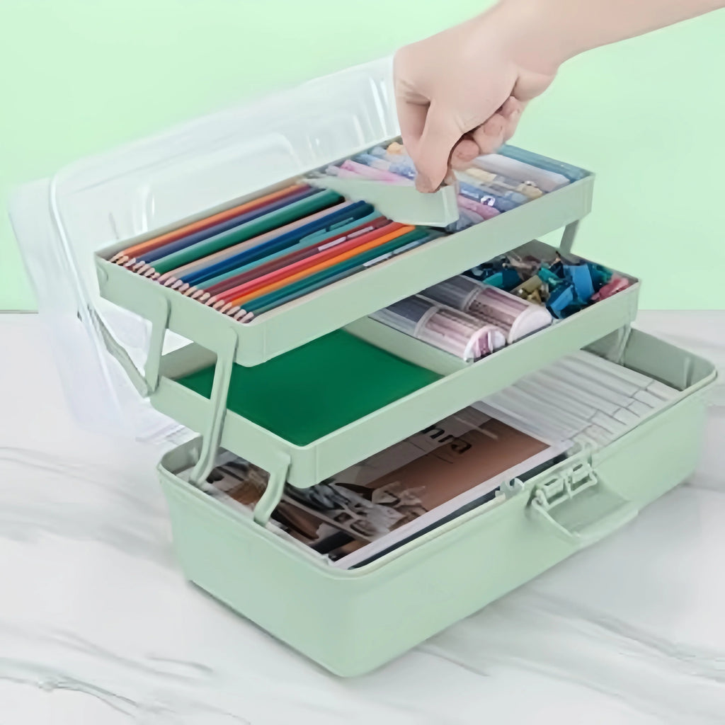3-Layer Multipurpose Craft Organizers and Storage with Adjustable Dividers, Portable