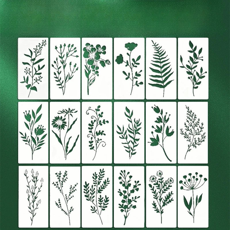 18Pcs/set DIY Flower Painting Stencils, Reusable Plastic Templates for Wood,