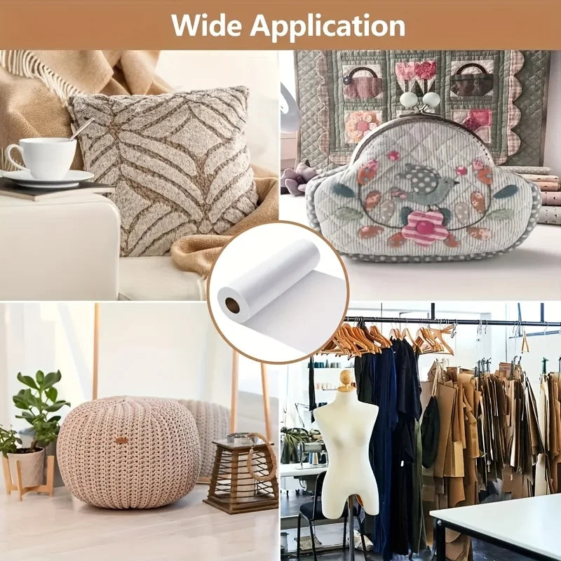 1Roll 11.6×15yd Iron-On Fusible Interfacing - Lightweight Polyester For Sewing Crafts