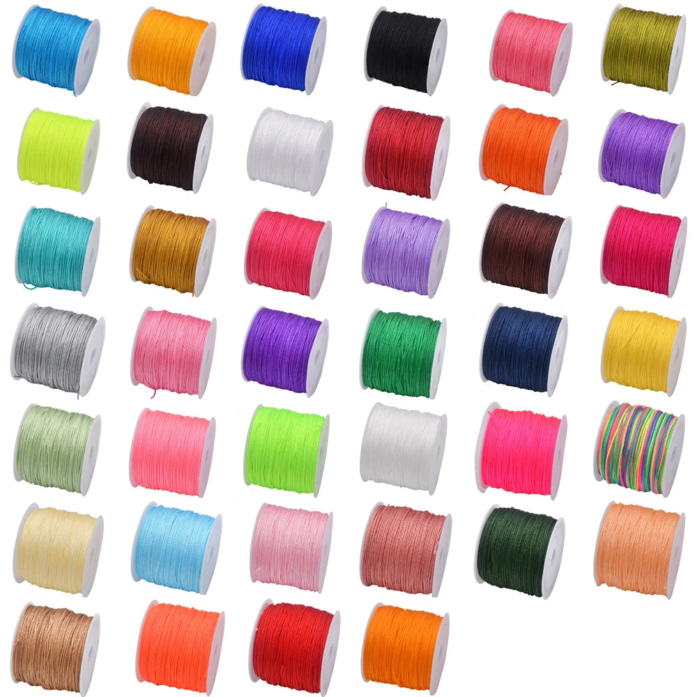 50Yds 0.8mm Nylon Cord For Jewelry Beading Braided Nylon Satin String