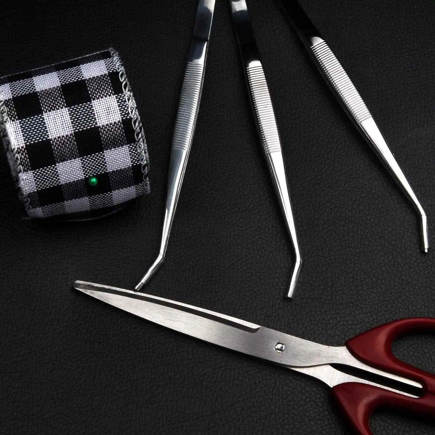 Stainless Steel Tweezers, Curved Serrated Tip Multipurpose Sewing Machine Tweezers