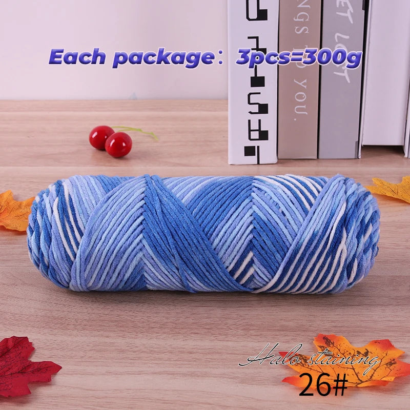 300g Halo Dyed 5-Strand Dyed Milk Cotton woven Crochet Yarn