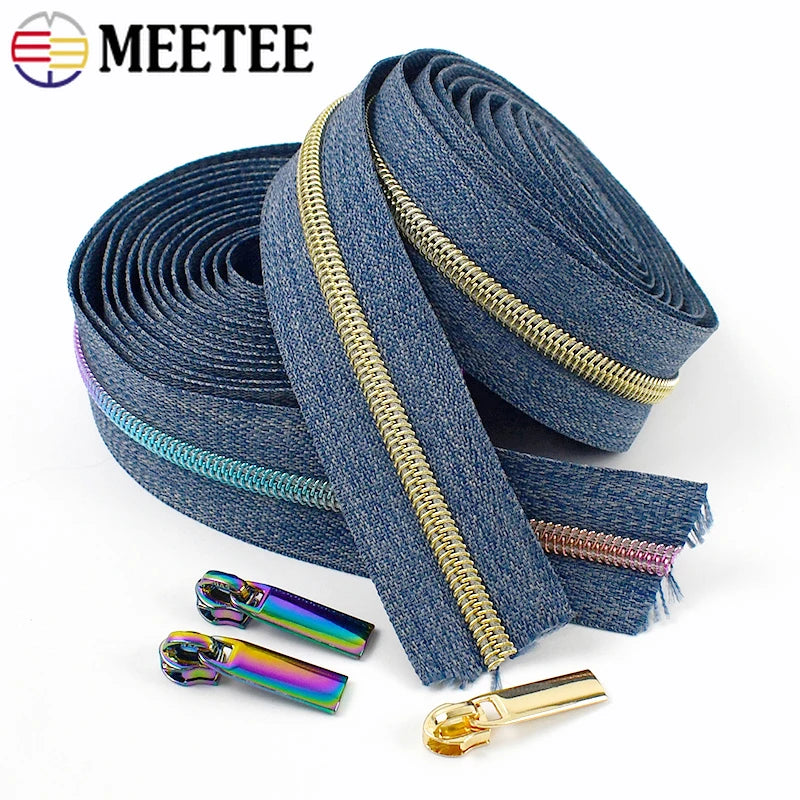1-10M 5# Nylon Zippers for Sewing  with Slider Decoration  Kit