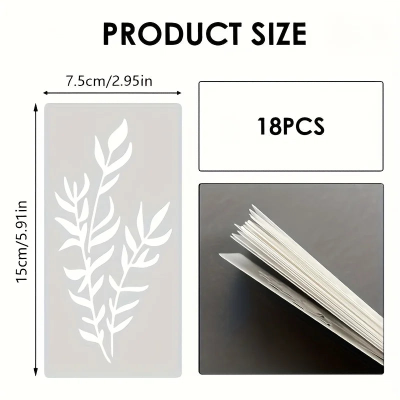 18Pcs/set DIY Flower Painting Stencils, Reusable Plastic Templates for Wood,