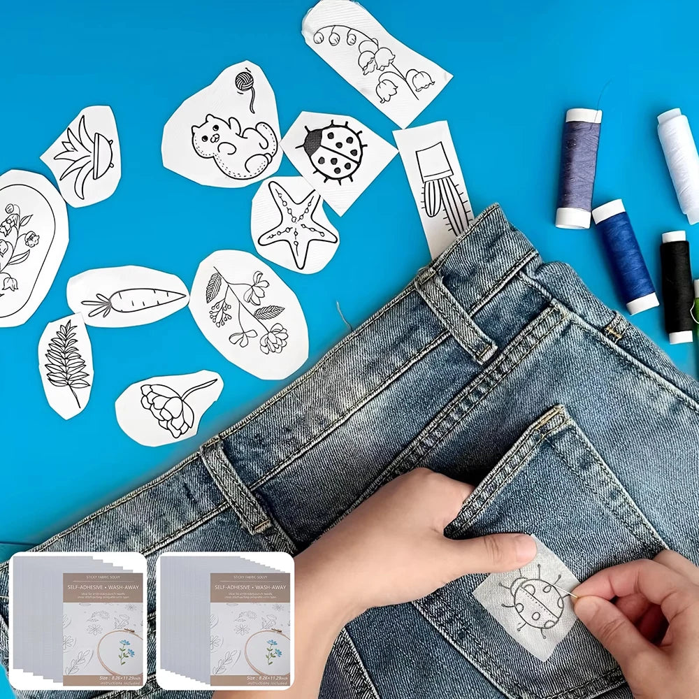 5/10pcs Water Soluble Embroidery Stabilizer Hand Embroidered Patterns Printable Paper Sewing DIY Accessories for Freely Printed