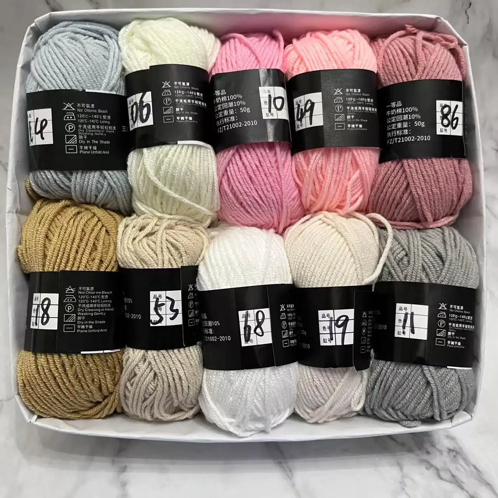 10pcs/Lot Milk Cotton Yarn 500g Soft-Dyed 4ply Knitting Crochet Bags