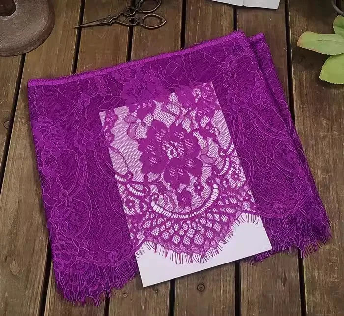 3Meters French chantilly lace Floral embroidered trim with scallop eyelash