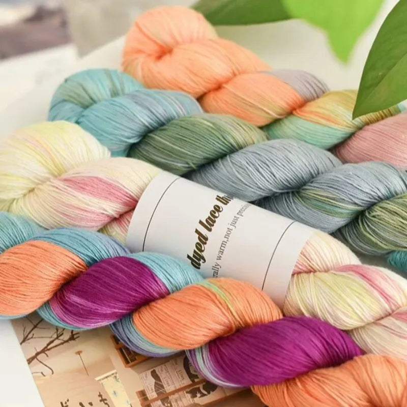 100g/Roll Hand-Dyed Silk Lace Thin Gradient Color Crochet Knitting Yarn