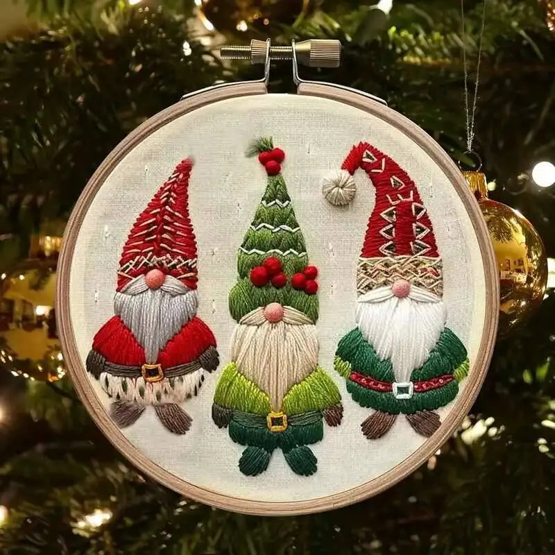 1Pc Embroidery Kit&Hoop Christmas Wreath Included Hand Cross-Stitch Kit Adults