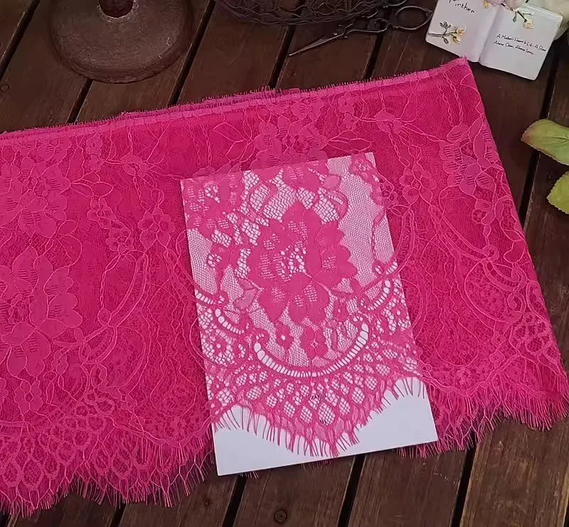 3Meters French chantilly lace Floral embroidered trim with scallop eyelash