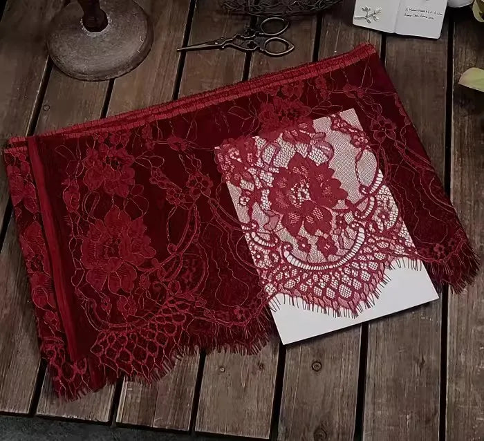 3Meters French chantilly lace Floral embroidered trim with scallop eyelash