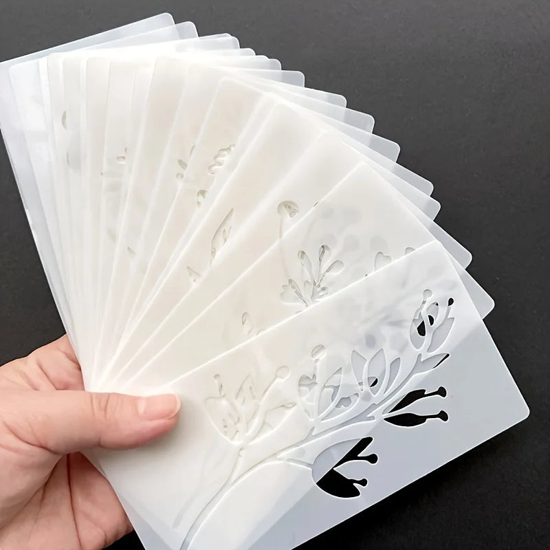 18Pcs/set DIY Flower Painting Stencils, Reusable Plastic Templates for Wood,