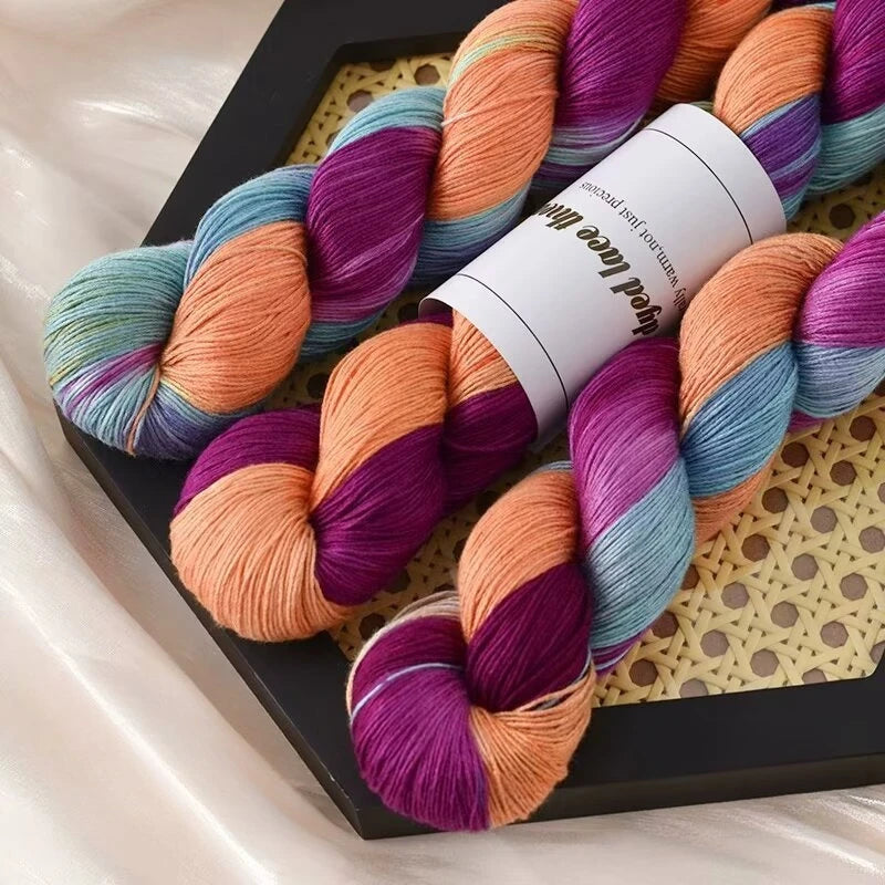 100g/Roll Hand-Dyed Silk Lace Thin Gradient Color Crochet Knitting Yarn