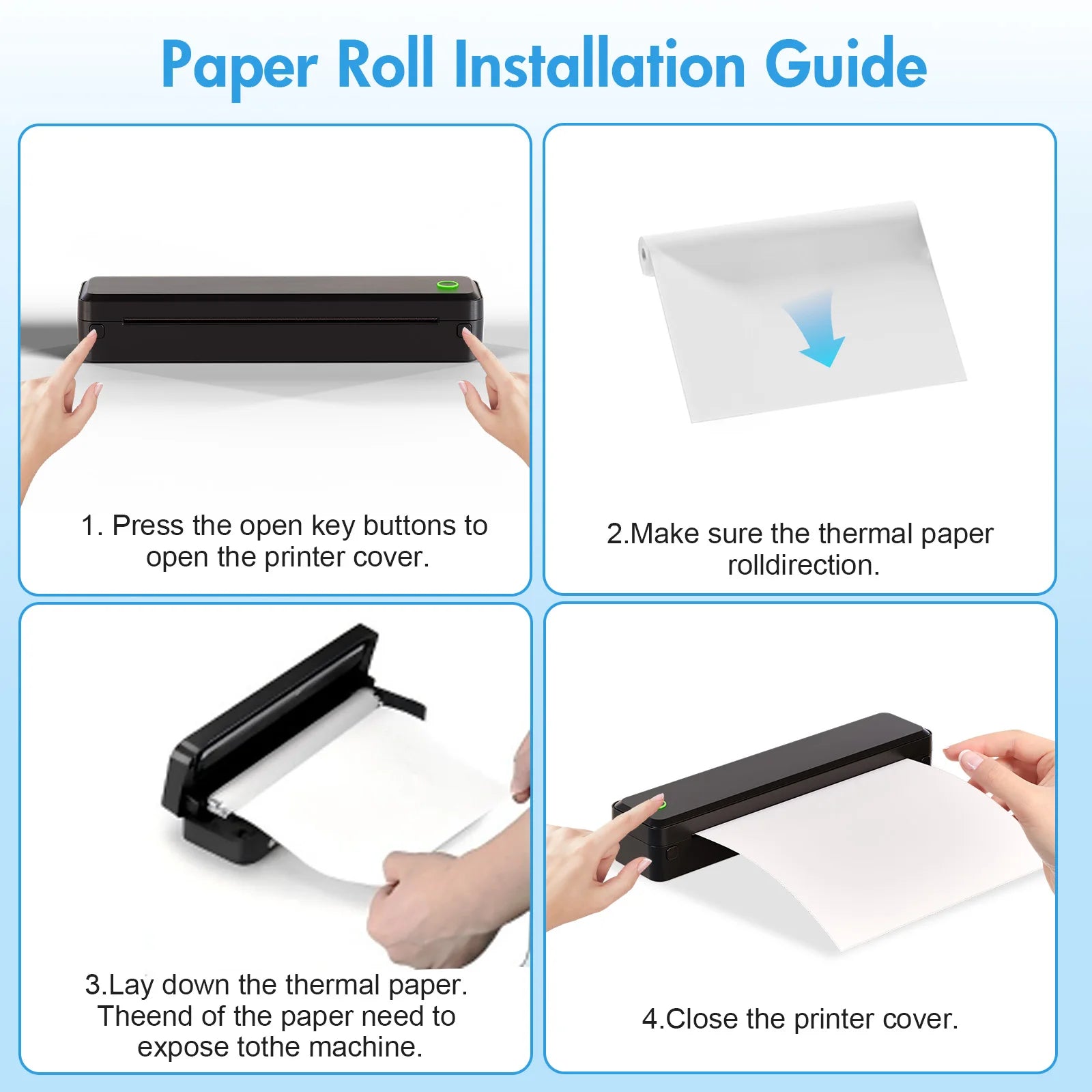 Portable Printers Wireless Inkless Thermal A4 Label Maker US Letter/A4/A5/B5