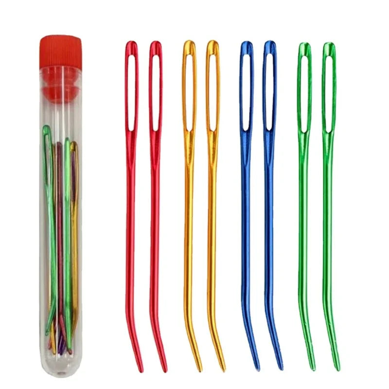 2/8Pcs Big-Eye Curve Bent Needle Yarn Knitting Weaving Crochet Tapestry