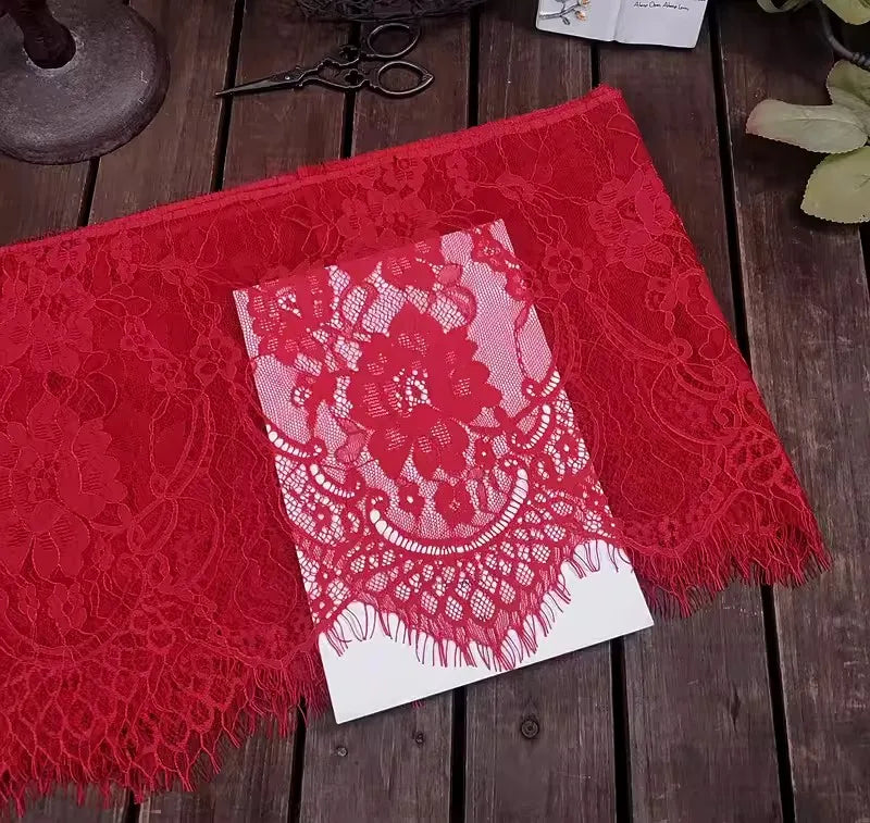 3Meters French chantilly lace Floral embroidered trim with scallop eyelash