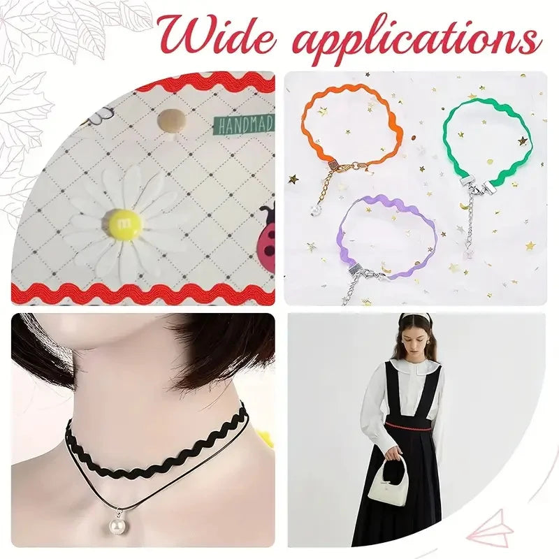 1 Roll 27yd/25m RIC Rac Ribbon Bending Fringe Trim 5mm/0.2 inch