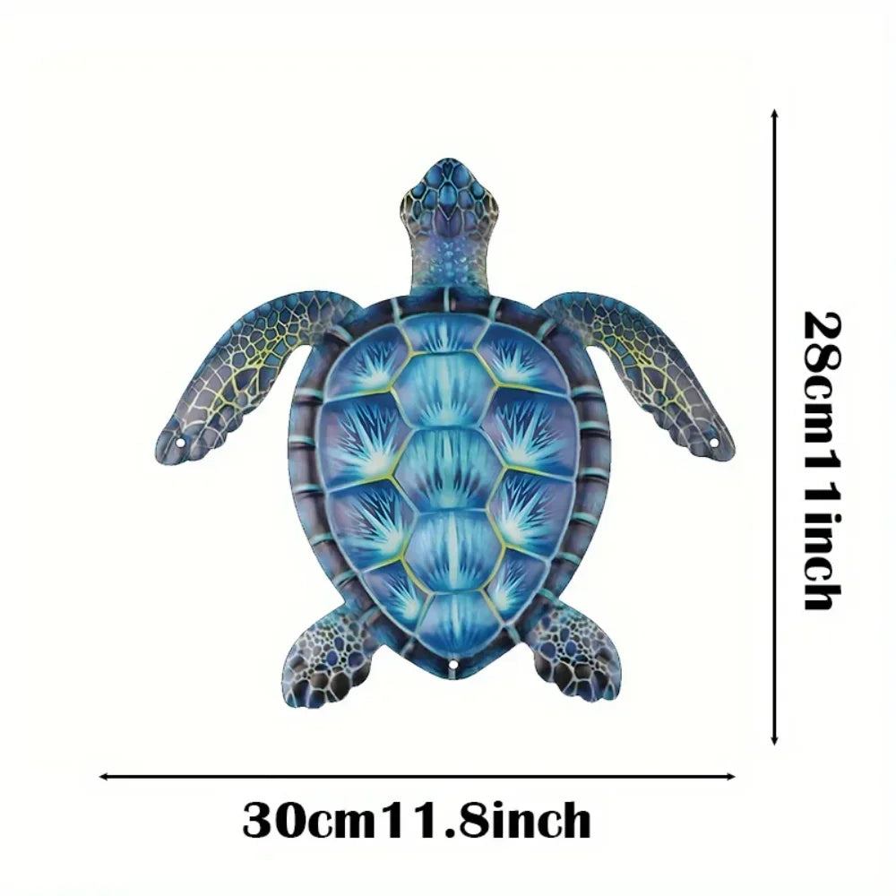 Blue Metal Sea Turtle Wall Art Decoration for Turtle Lovers