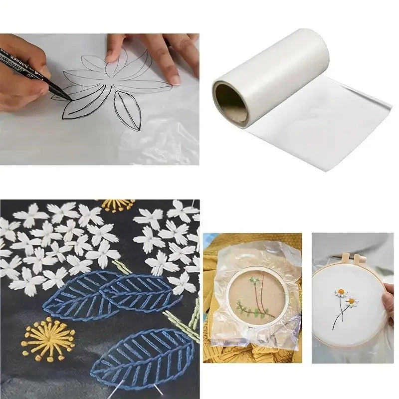 1Roll Washable Water-Soluble Embroidery Stabilizer Film Clear