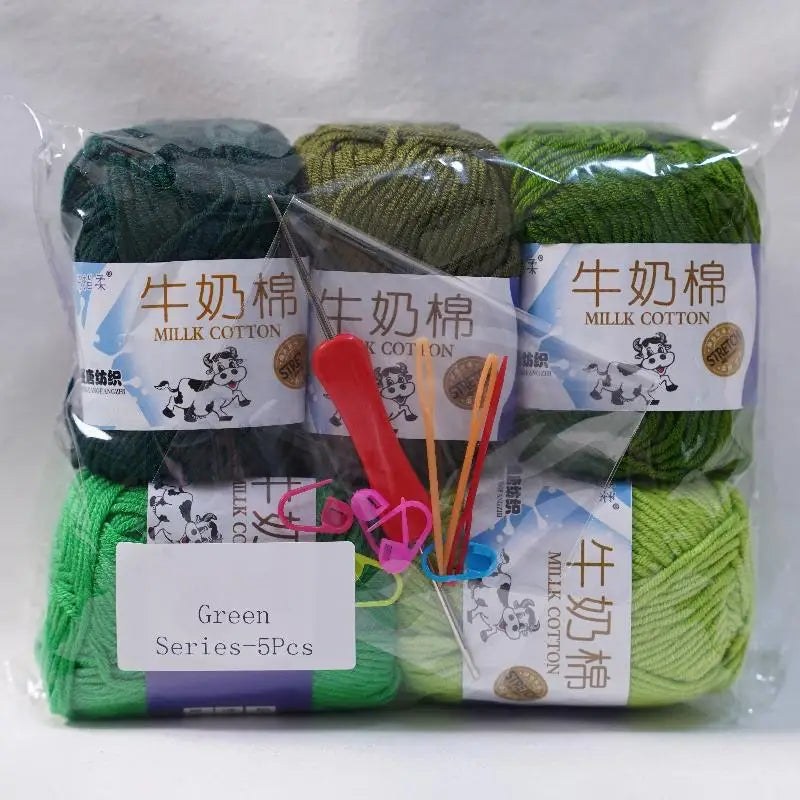 New 5Pcs colorful Soft Milk Cotton 5Ply Yarn Children, Adults