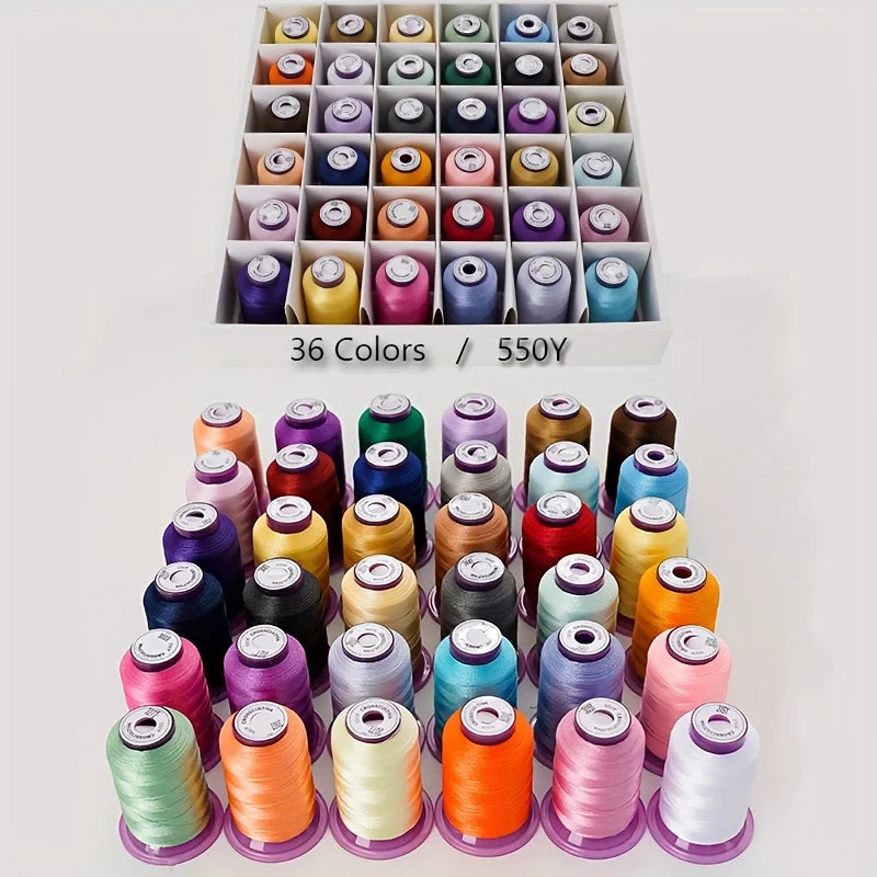 36Colors Embroidery Machine Thread Kit 550Y Computerized Embroidery Polyester Thread
