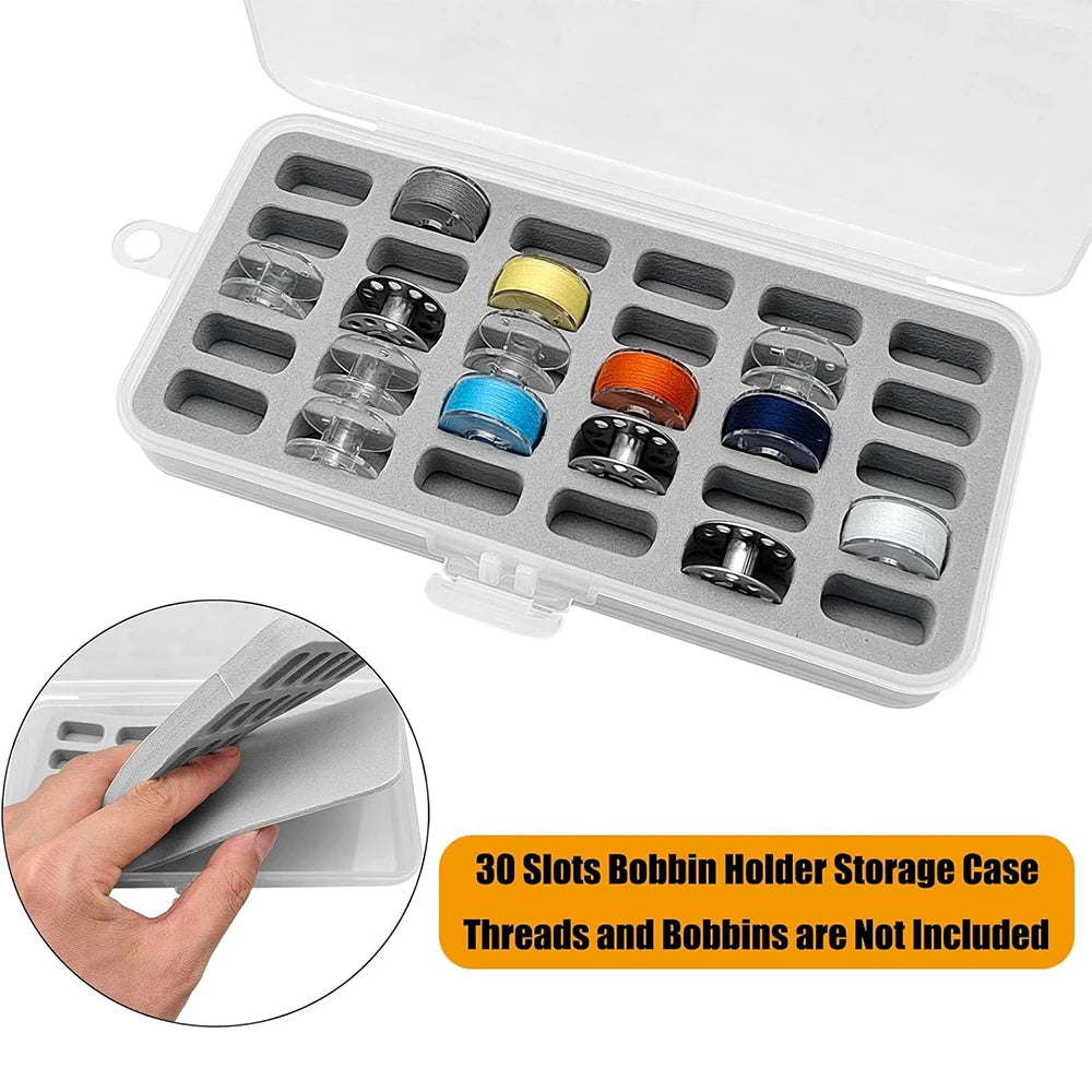 30 Grid Bobbin Storage Boxes Empty Plastic Thickened Sponge
