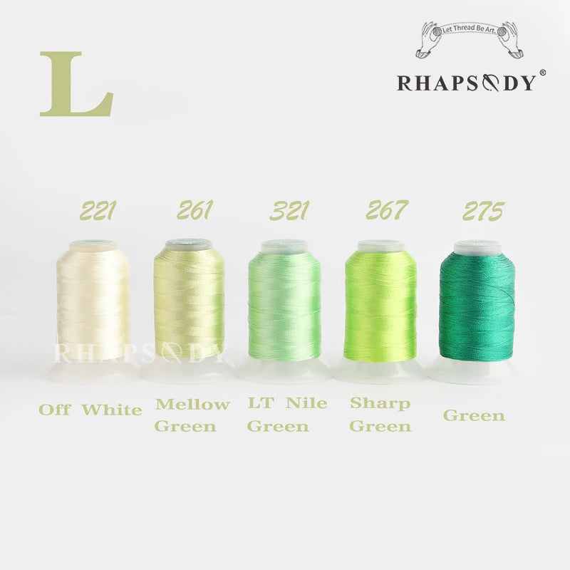 Rhapsody 40WT Polyester Embroidery Machine Thread 550Y 60 Colors