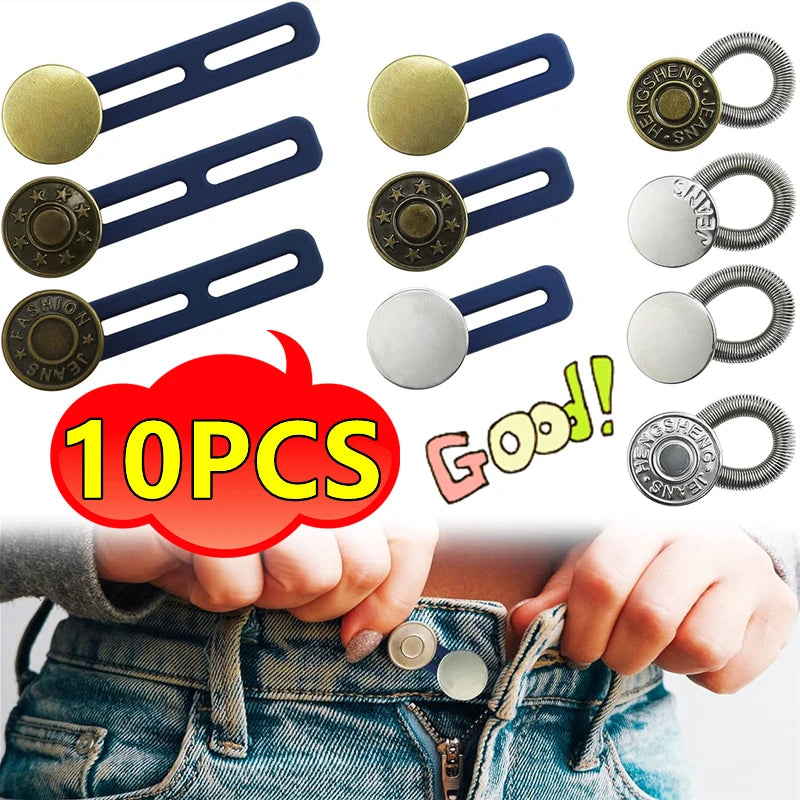 New 10/5/1PC Metal Button Extender Pants Jeans Adjustable Retractable Waist