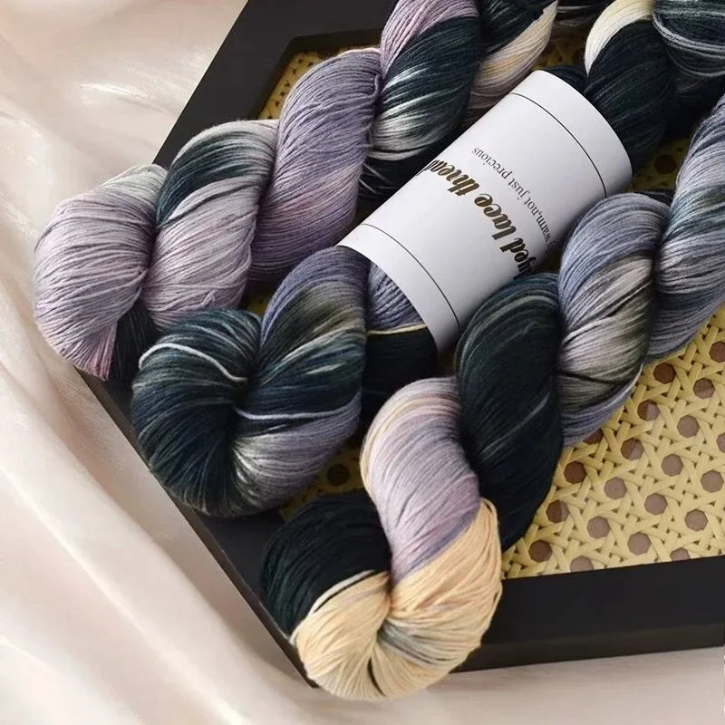 100g/Roll Hand-Dyed Silk Lace Thin Gradient Color Crochet Knitting Yarn