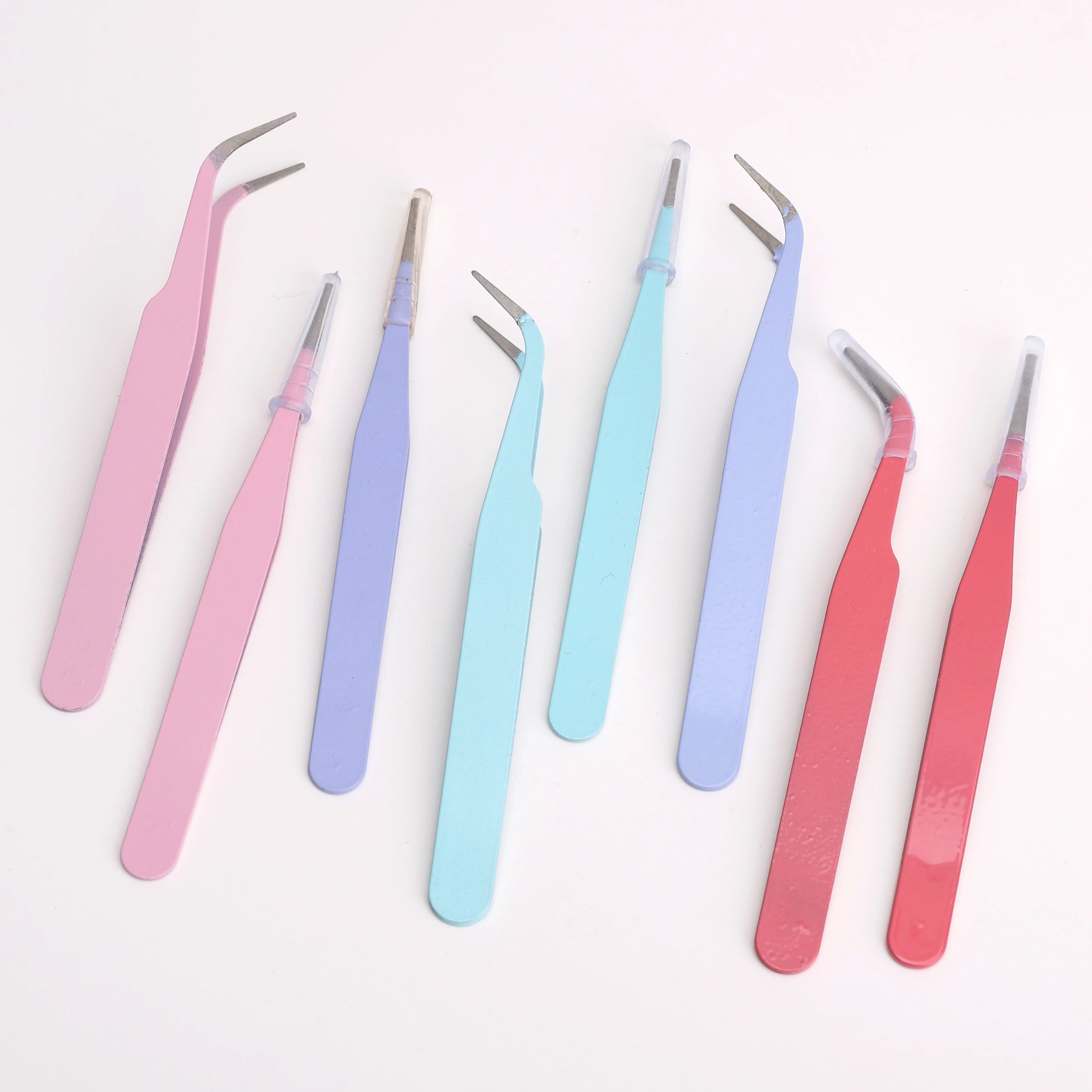 1Pc Colorful Tweezers Curved & Straight Tip Craft Clips