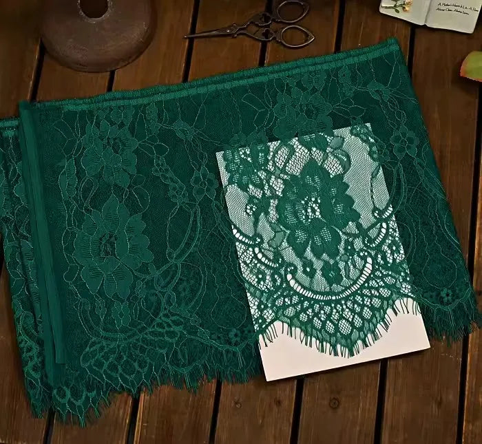 3Meters French chantilly lace Floral embroidered trim with scallop eyelash