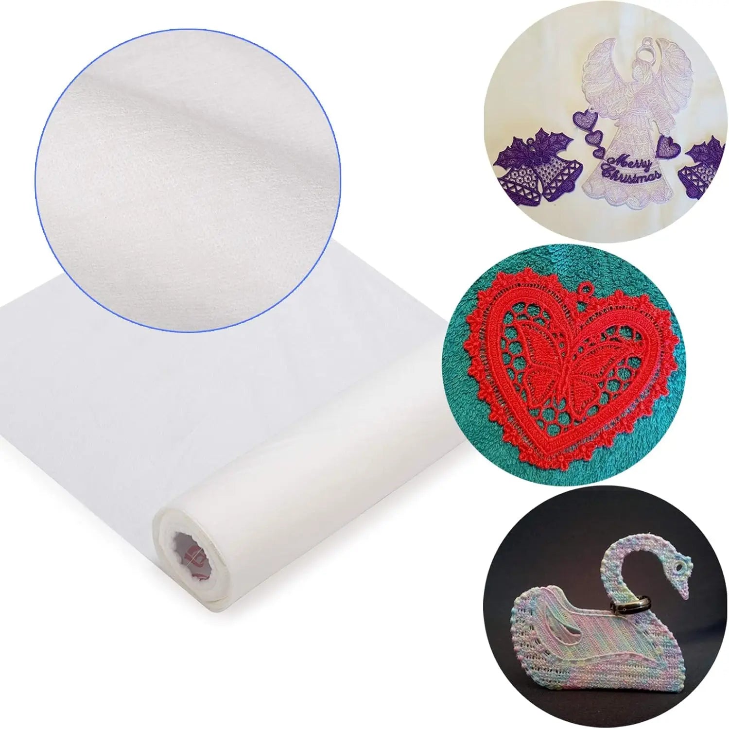 Simthread Non-Woven Water-Soluble Wash Away Machine Embroidery Stabilizer Backing 12”x10Y Roll