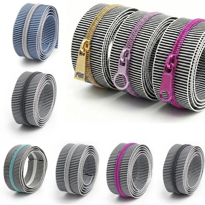 1/3/5 yards #5 Nylon striped zipper strap sewn and woven