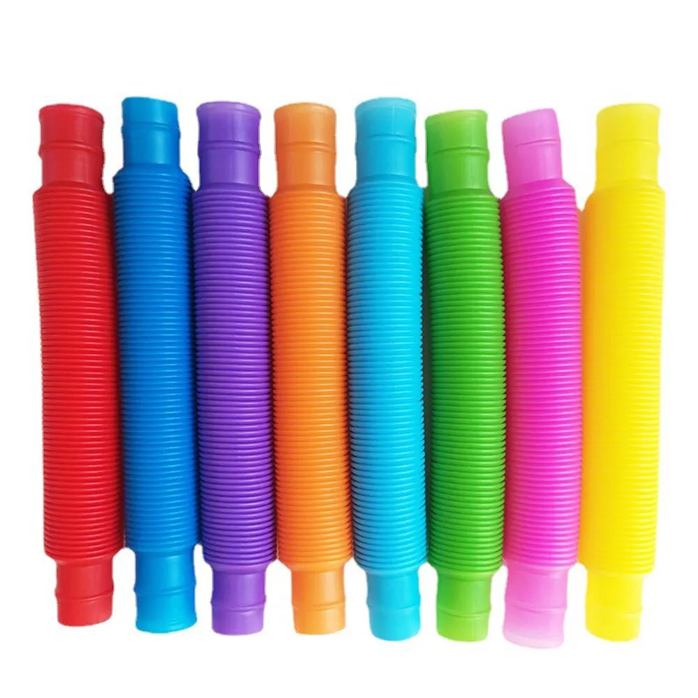 8PCS Coil Telescopic Pop Stretching Tube Children/Adult Stress Relief Toy