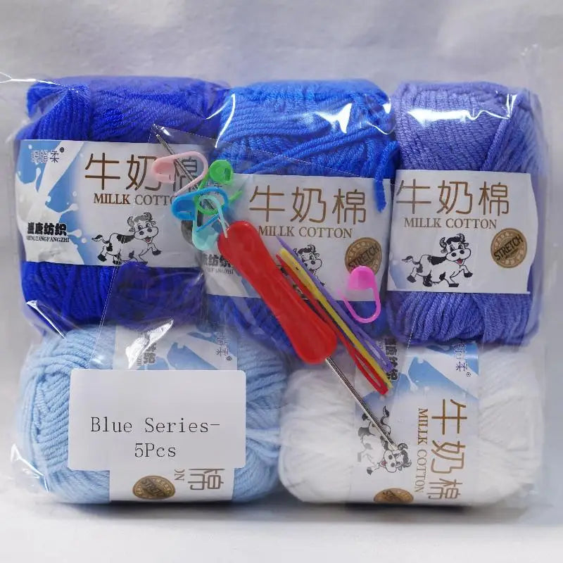 New 5Pcs colorful Soft Milk Cotton 5Ply Yarn Children, Adults