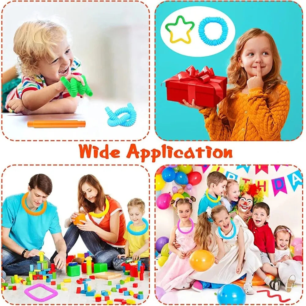 8PCS Coil Telescopic Pop Stretching Tube Children/Adult Stress Relief Toy