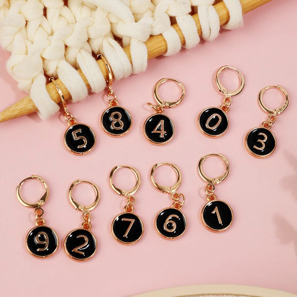 0-9 Number Knitting Row Counter Chains Alloy Enamel Stitch Marker for Knitting Weaving Sewing Jewelry Making Crochet Tracking