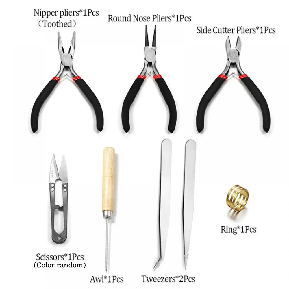 1Pack Jewelry Making Supplies Kits w/Pliers Jump Ring Opener Awl