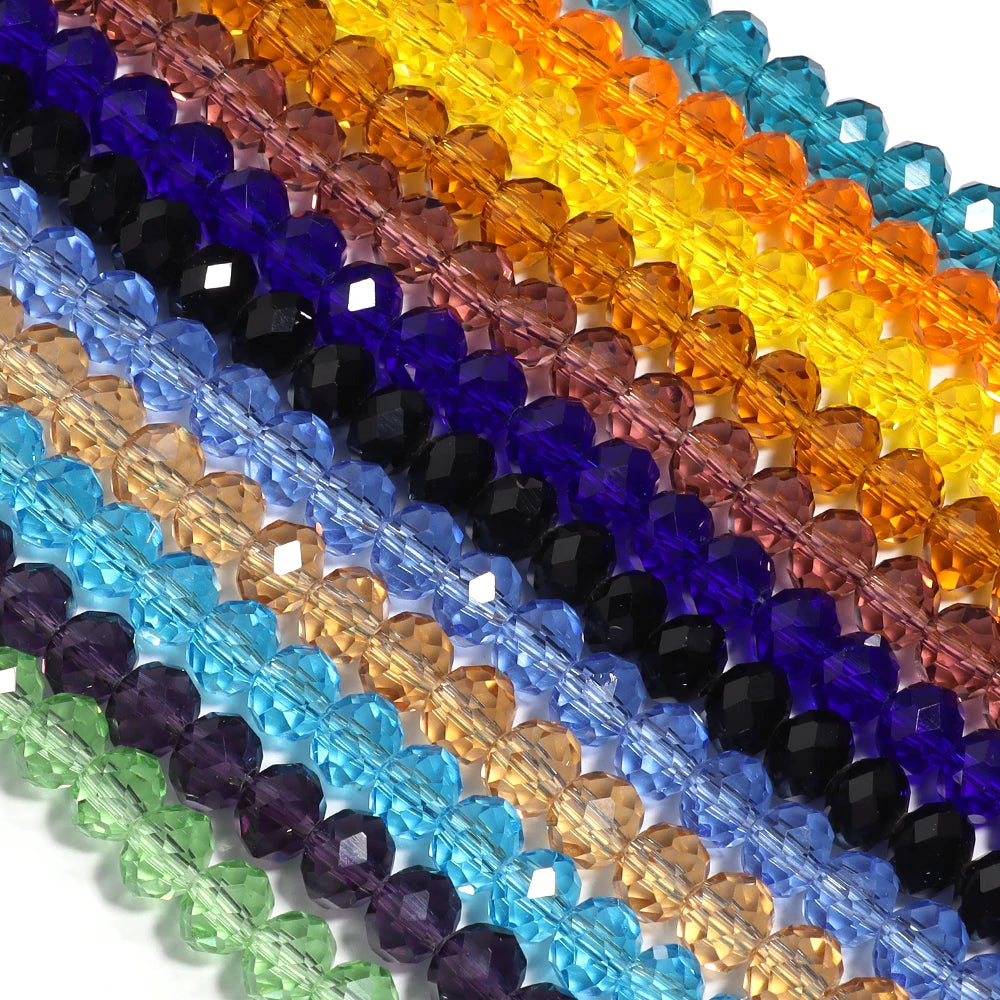 3/4/6/8/10mm Clear Color 3/4/6/8/10mm Clear Color Glass Loose Spacer Abacus Beads
