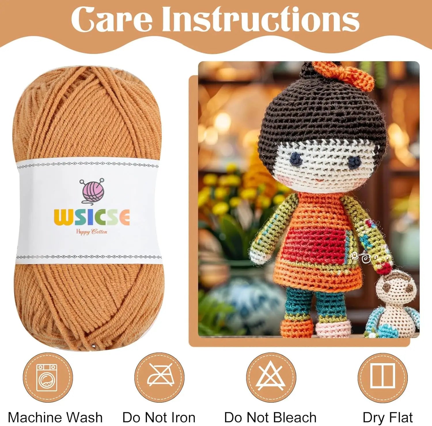 4-Pack Soft Cotton Yarn, 560Yards for Crochet Knitting, Assorted Colors,