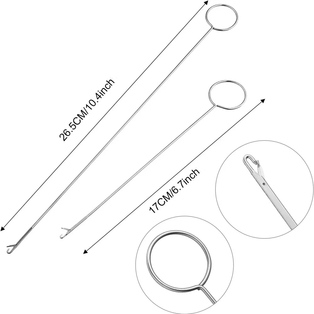 1/2PCS Stainless Steel Sewing Loop Hook Turning Fabric Tube 17.5&26.5CM
