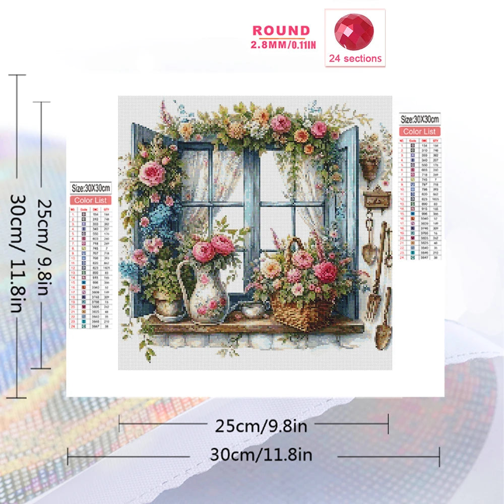 EverShine 5D DIY Diamond Mosaic Window Landscape Picture Rhinestones Painting