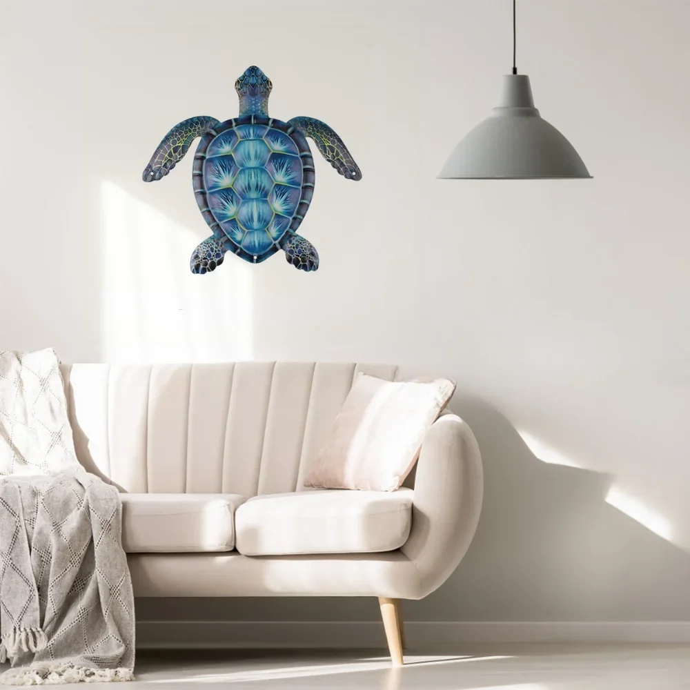 Blue Metal Sea Turtle Wall Art Decoration for Turtle Lovers
