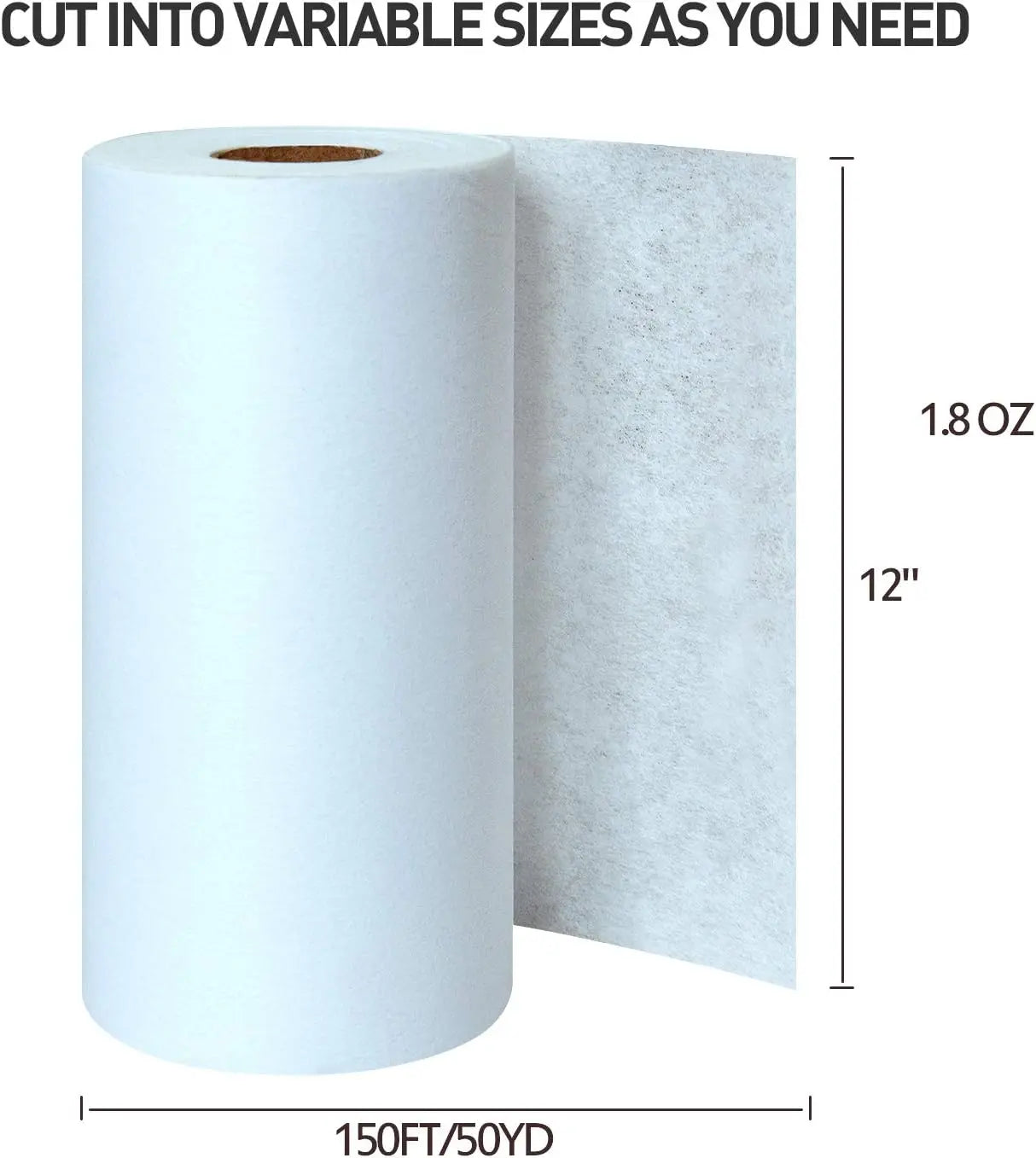 Tear-Away Stabilizer Backing, 12"x50/10"x50 Yd Roll, Medium Weight 1.8oz-Pre-Cut