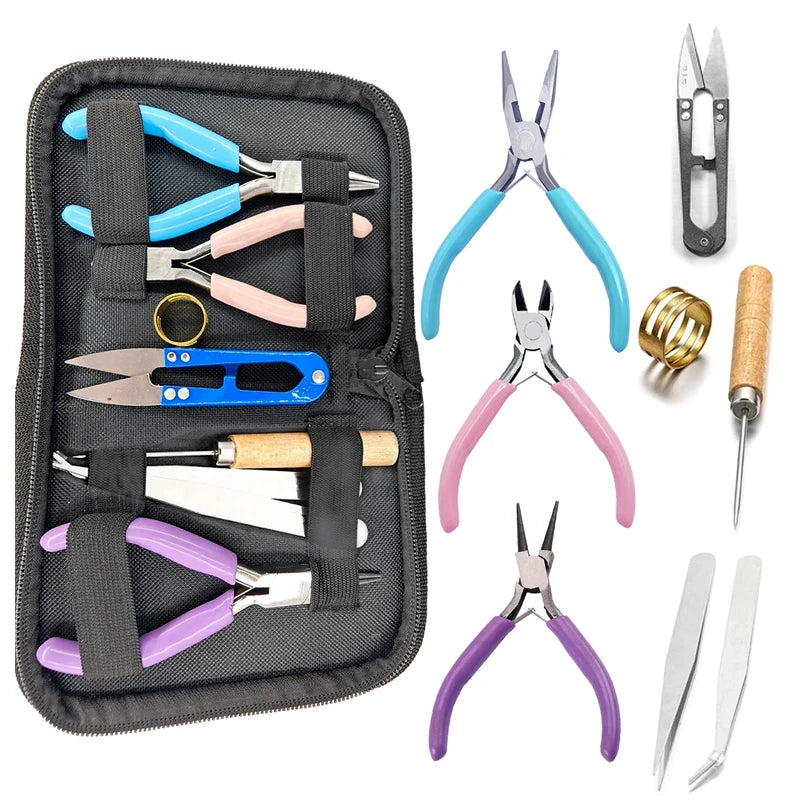 1Pack Jewelry Making Supplies Kits w/Pliers Jump Ring Opener Awl