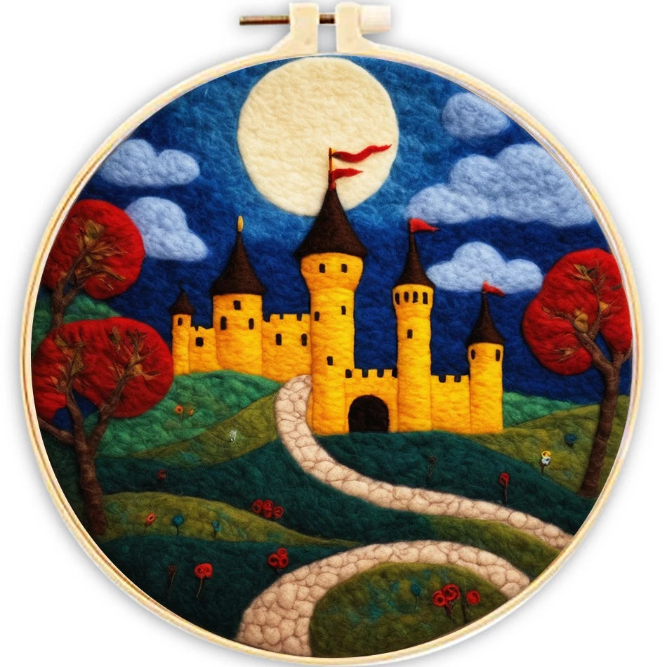 Needle Felting Wool Painting Starter Set With Embroidery Frame