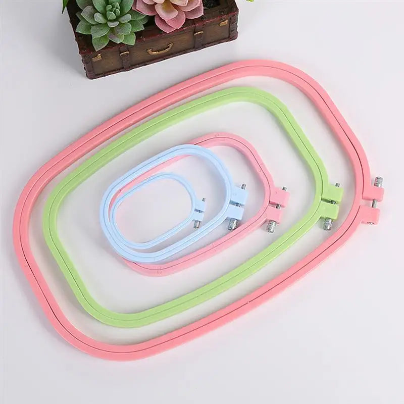 Plastic DIY Embroidery Hoops Square Shape Cross Stitch Frame Ring