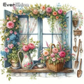 EverShine 5D DIY Diamond Mosaic Window Landscape Picture Rhinestones Painting